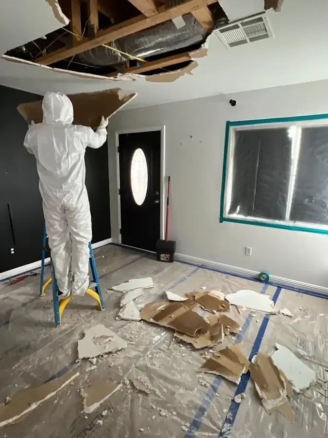Ceiling leak water damage in an Inglewood, CA home